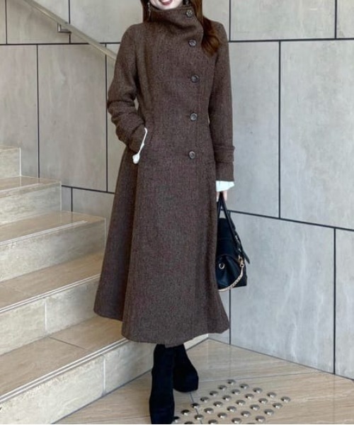 25オーバーネックシンデレララインコート 秋服 冬服 25オーバーネックシンデレララインコート 秋服 冬服（ステンカラー