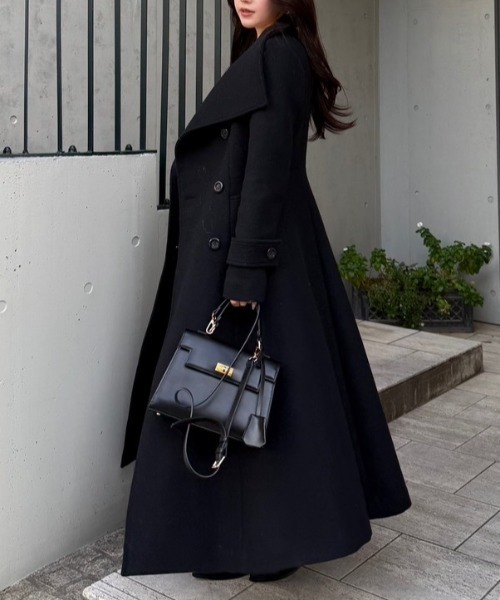 rienda(リエンダ)の「25オーバーネックシンデレララインコート 秋服 冬服(ステンカラーコート・レディース・マルチ/ブラック/ライトベージュ・MEDIUM/SMALL)」の5枚目の写真