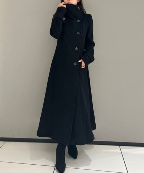rienda(リエンダ)の「25オーバーネックシンデレララインコート 秋服 冬服(ステンカラーコート・レディース・マルチ/ブラック/ライトベージュ・MEDIUM/SMALL)」の8枚目の写真