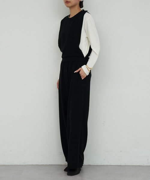 GALLARDAGALANTE（ガリャルダガランテ）の「【HERITANOVUM】スリーブレスニットコンビネゾン（サロペット/オーバーオール・レディース・ブラック/ピンクベージュ・FREE）」の19枚目の写真