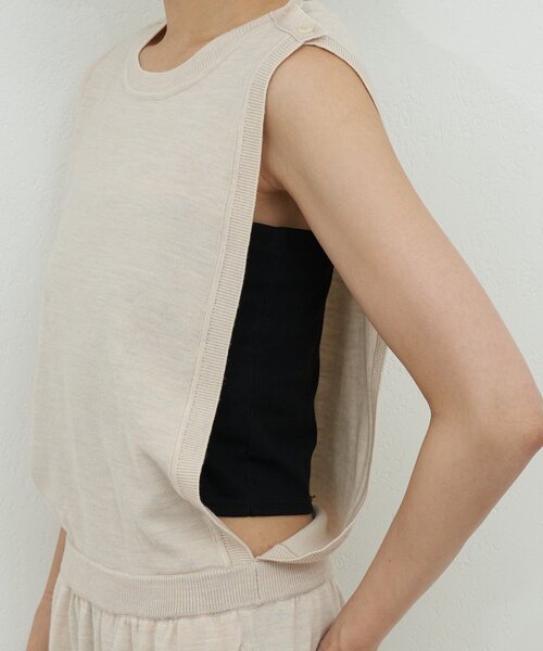 GALLARDAGALANTE（ガリャルダガランテ）の「【HERITANOVUM】スリーブレスニットコンビネゾン（サロペット/オーバーオール・レディース・ブラック/ピンクベージュ・FREE）」の12枚目の写真