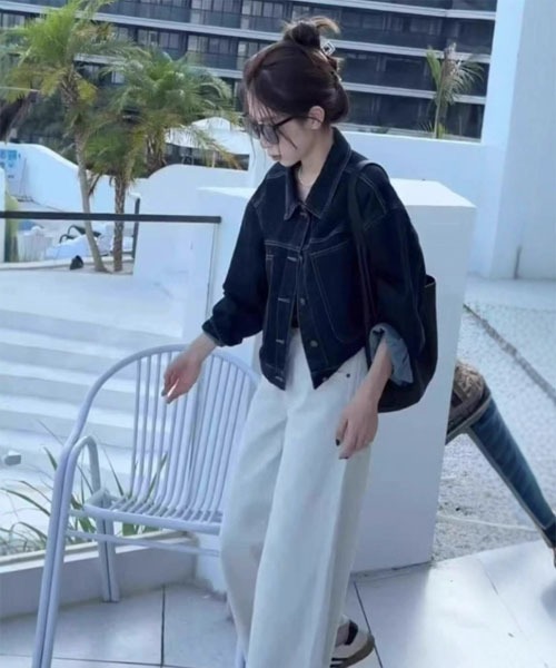 i-dare(アイディア)の「【i-dare】デニム ジャケット(デニムジャケット・レディース・ネイビー・SMALL/MEDIUM/LARGE/X-LARGE)」の1枚目の写真