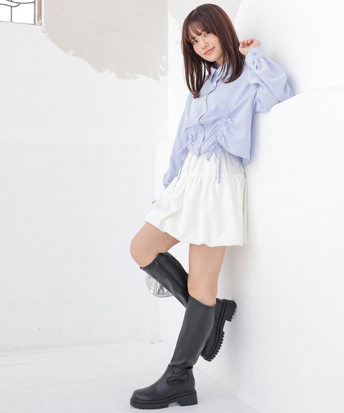 Honeys（ハニーズ）の「裏地パンツ付ミニバルーンスカート（スカート・レディース・ブラック/ホワイト・SS/S/M/L）」の4枚目の写真