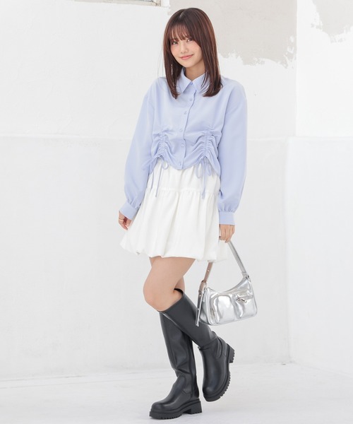 Honeys（ハニーズ）の「裏地パンツ付ミニバルーンスカート（スカート・レディース・ブラック/ホワイト・SS/S/M/L）」の5枚目の写真
