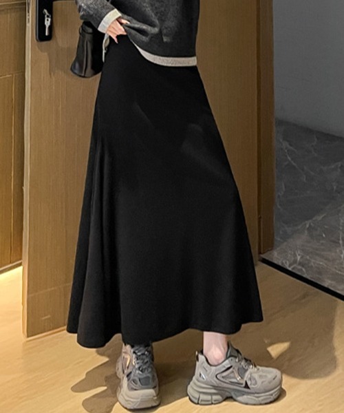 SallyLunn(サリーラン)の「Aラインニットスカート(スカート・レディース・ブラック/ブラウン/ホワイト/グレー・MEDIUM/LARGE)」の2枚目の写真