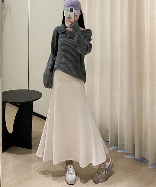 SallyLunn(サリーラン)の「Aラインニットスカート(スカート・レディース・ブラック/ブラウン/ホワイト/グレー・MEDIUM/LARGE)」の8枚目の写真