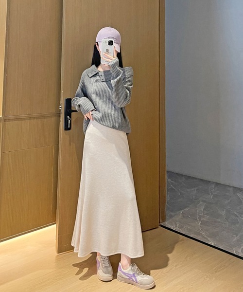 SallyLunn(サリーラン)の「Aラインニットスカート(スカート・レディース・ブラック/ブラウン/ホワイト/グレー・MEDIUM/LARGE)」の9枚目の写真