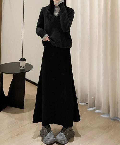SallyLunn(サリーラン)の「Aラインニットスカート(スカート・レディース・ブラック/ブラウン/ホワイト/グレー・MEDIUM/LARGE)」の10枚目の写真