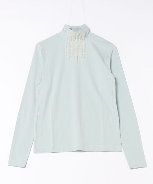 H.A.K（ハク）の「コンパクトソフトベア天竺＋ハイゲージチュールフリルタートルカットソー（Tシャツ/カットソー・レディース・杢グレー/ブラック/ライトグリーン・FREE）」の3枚目の写真