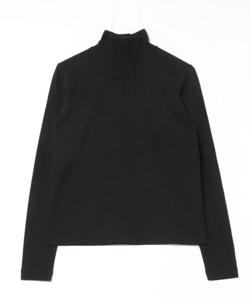 H.A.K（ハク）の「コンパクトソフトベア天竺＋ハイゲージチュールフリルタートルカットソー（Tシャツ/カットソー・レディース・杢グレー/ブラック/ライトグリーン・FREE）」の4枚目の写真