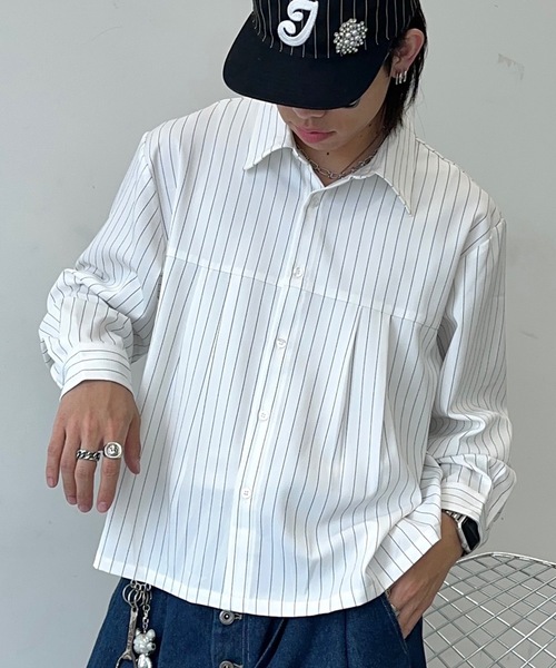 MandO(Auntie Rosa)(エムオー)の「クロップドタックアソートシャツ(シャツ/ブラウス・メンズ・オフホワイト/ホワイト系その他2/ブラウン系その他/ホワイト系その他・MEDIUM/LARGE)」の2枚目の写真