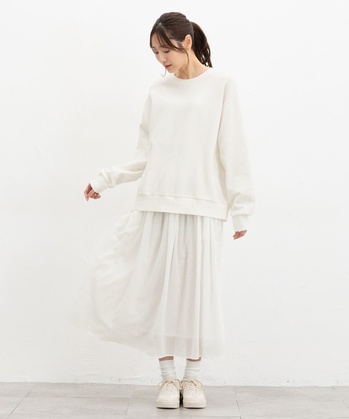 Honeys(ハニーズ)の「こだわり綿スウェット(スウェット・レディース・スミクロ/ピンク系1/ブラック/オフホワイト/杢グレー・L/LL/M)」の6枚目の写真