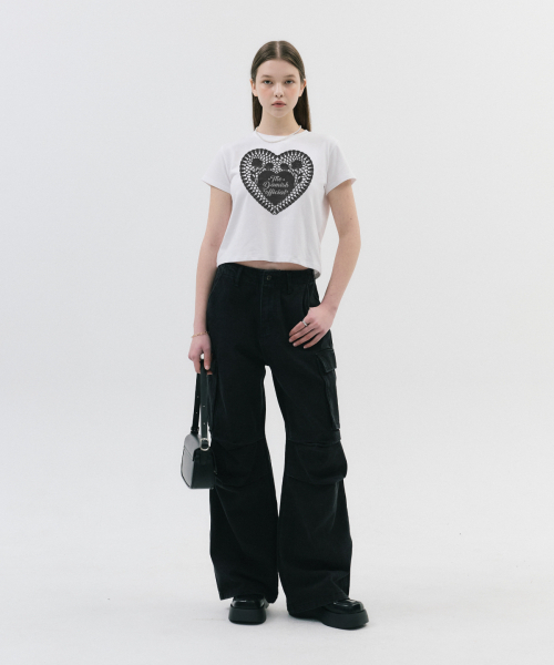 DAMISH(ダミシュ)の「レースハートTシャツ_ホワイト(ブラック)(Tシャツ/カットソー・レディース・ホワイト・SMALL/MEDIUM)」の2枚目の写真