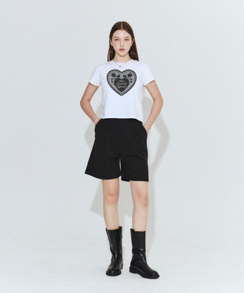 DAMISH(ダミシュ)の「レースハートTシャツ_ホワイト(ブラック)(Tシャツ/カットソー・レディース・ホワイト・SMALL/MEDIUM)」の3枚目の写真