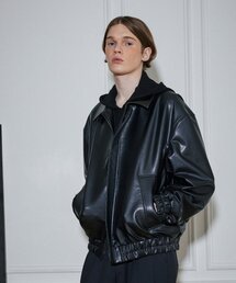 LEARVE（ルアブ）の「テリーナパレザー2ウェイブルゾンブラック（ライダースジャケット）」