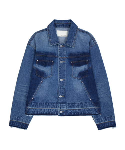 CONTRAST WASH DENIM JACKET (BLUE)