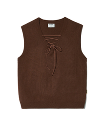 PIECEMAKER（ピースメーカー）の「LACE UP KNIT VEST (BROWN)（ベスト）」