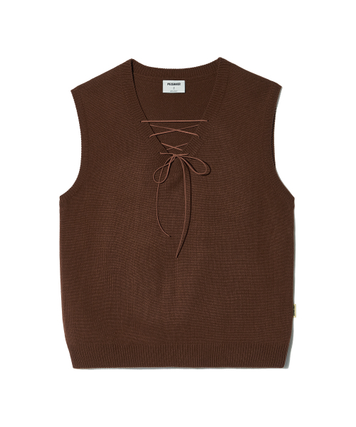 PIECEMAKER（ピースメーカー）の「LACE UP KNIT VEST (BROWN)（ベスト・レディース・その他・FREE）」の2枚目の写真