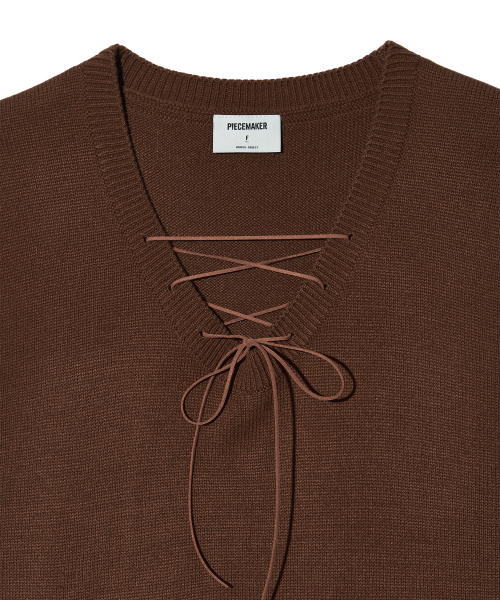 PIECEMAKER（ピースメーカー）の「LACE UP KNIT VEST (BROWN)（ベスト・レディース・その他・FREE）」の3枚目の写真