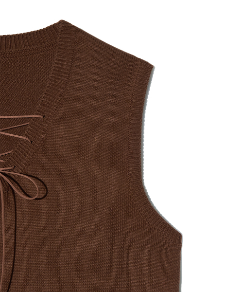 PIECEMAKER（ピースメーカー）の「LACE UP KNIT VEST (BROWN)（ベスト・レディース・その他・FREE）」の4枚目の写真