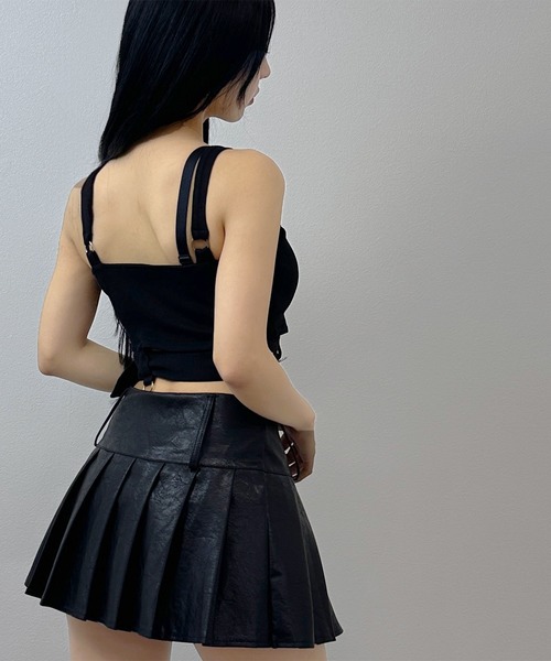 FOLLOWIN(フォロウィン)の「【SET UP】2wayレースリボンクロップドフーディー & タンクセットアップ(セットアップ・レディース・ブラック/カーキ・FREE)」の13枚目の写真
