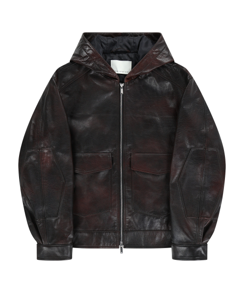 UNGIMMICK(アンジミック)の「BUFFALO LEATHER HOODED JACKET (RED BROWN)(ライダースジャケット・メンズ・その他・MEDIUM/LARGE)」の1枚目の写真