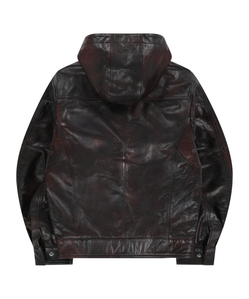 UNGIMMICK(アンジミック)の「BUFFALO LEATHER HOODED JACKET (RED BROWN)(ライダースジャケット・メンズ・その他・MEDIUM/LARGE)」の2枚目の写真