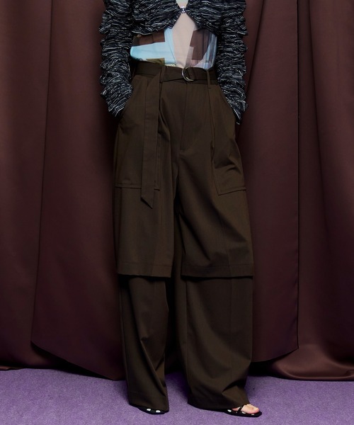 MAISON SPECIAL（メゾンスペシャル）の「【PRE-ORDER】Slice Knee Work Pants/スライスニースーチングワークパンツ（その他パンツ・レディース・ブラウン/ホワイト/グレー/ブラック・38/36/34）」の4枚目の写真