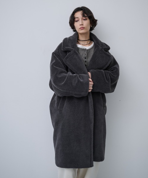 AIC.（エーアイシー）の「ボアロングテーラードコート（チェスターコート・レディース・モカ/チャコールグレー・FREE）」の12枚目の写真