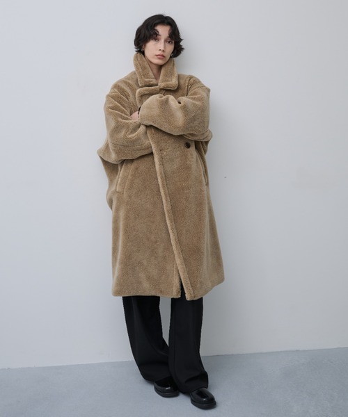 完売品【acka】 ボアロングコート チェスターコート ホワイト size2 acka】 ボアロングコート チェスターコート ホワイト size2 レディース