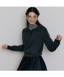 WIR SOFT BUTTON COLLAR KNIT CHARCOAL