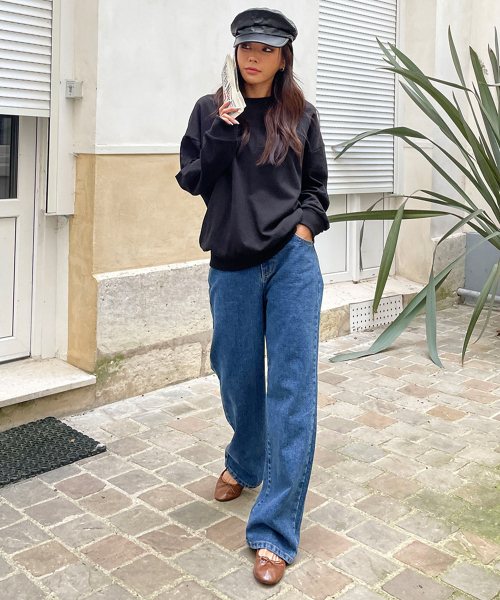 BBAEBBAE(ペッペ)の「ビッグサイズ裏起毛バックバンディングロングワイドジーンズ(デニムパンツ・レディース・ブルー・SMALL/MEDIUM/LARGE/X-LARGE/2XL/3XL)」の4枚目の写真