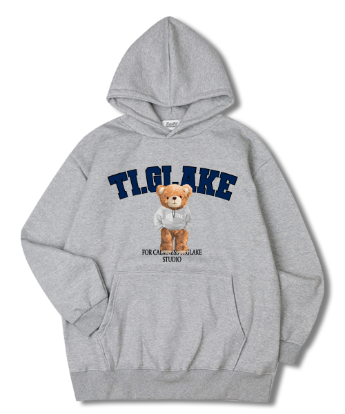 New York Hood Bear Overfit Fleece Hoodie Gray