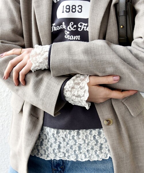 SHIPS(シップス)の「〈手洗い可能〉ラッセル レース ヘンリー ネック 2WAY プルオーバー(Tシャツ/カットソー・レディース・オフホワイト/ネイビー/ブラック/ホワイト・ONE SIZE)」の8枚目の写真