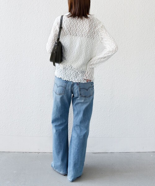 SHIPS(シップス)の「〈手洗い可能〉ラッセル レース ヘンリー ネック 2WAY プルオーバー(Tシャツ/カットソー・レディース・オフホワイト/ネイビー/ブラック/ホワイト・ONE SIZE)」の12枚目の写真