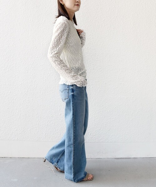SHIPS(シップス)の「〈手洗い可能〉ラッセル レース ヘンリー ネック 2WAY プルオーバー(Tシャツ/カットソー・レディース・オフホワイト/ネイビー/ブラック/ホワイト・ONE SIZE)」の13枚目の写真