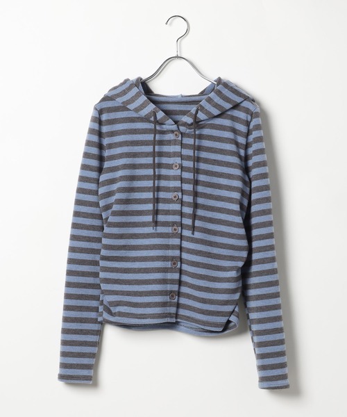 3.3 Field Trip （3.3フィールドトリップ）の「3.3 Field Trip／ボーダーフーディーカーデ（Tシャツ/カットソー・レディース・アイボリー/ブルー/グレー・FREE）」の8枚目の写真