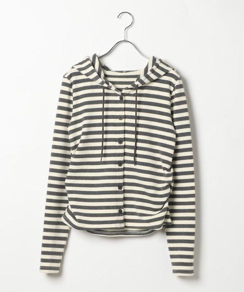 3.3 Field Trip （3.3フィールドトリップ）の「3.3 Field Trip／ボーダーフーディーカーデ（Tシャツ/カットソー・レディース・アイボリー/ブルー/グレー・FREE）」の10枚目の写真