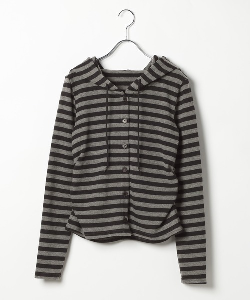 3.3 Field Trip （3.3フィールドトリップ）の「3.3 Field Trip／ボーダーフーディーカーデ（Tシャツ/カットソー・レディース・アイボリー/ブルー/グレー・FREE）」の9枚目の写真