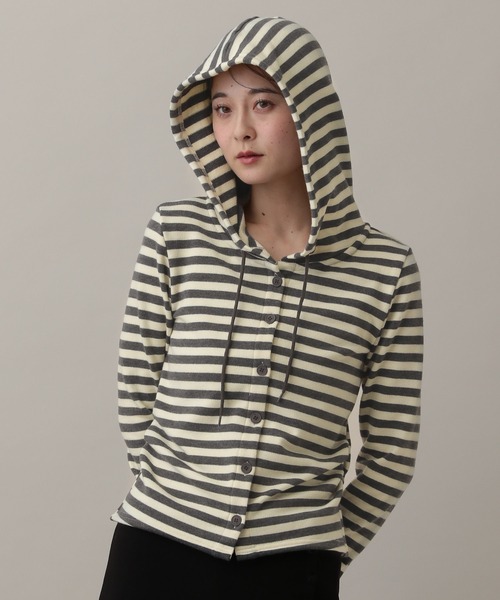 3.3 Field Trip （3.3フィールドトリップ）の「3.3 Field Trip／ボーダーフーディーカーデ（Tシャツ/カットソー・レディース・アイボリー/ブルー/グレー・FREE）」の22枚目の写真