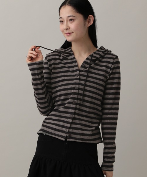 3.3 Field Trip （3.3フィールドトリップ）の「3.3 Field Trip／ボーダーフーディーカーデ（Tシャツ/カットソー・レディース・アイボリー/ブルー/グレー・FREE）」の6枚目の写真