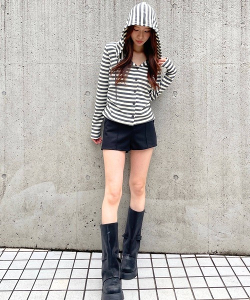 3.3 Field Trip （3.3フィールドトリップ）の「3.3 Field Trip／ボーダーフーディーカーディガン（カーディガン/ボレロ・レディース・アイボリー/ブルー/グレー・FREE）」の15枚目の写真