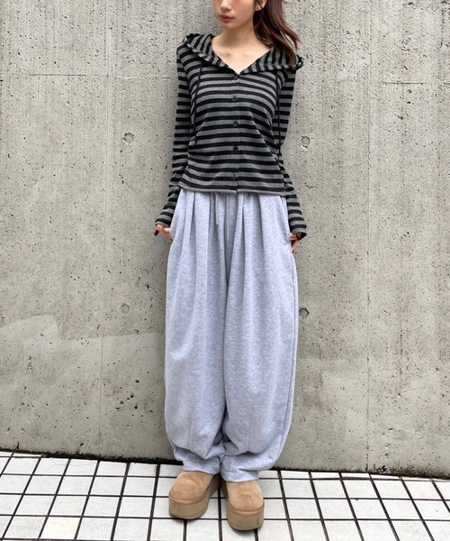 3.3 Field Trip （3.3フィールドトリップ）の「3.3 Field Trip／ボーダーフーディーカーディガン（カーディガン/ボレロ・レディース・アイボリー/ブルー/グレー・FREE）」の9枚目の写真