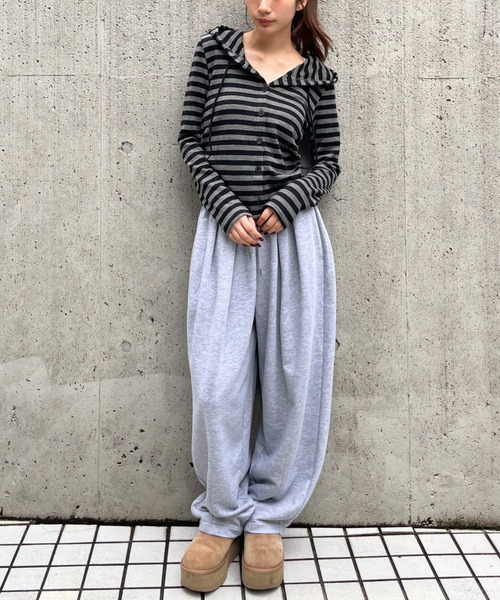 3.3 Field Trip （3.3フィールドトリップ）の「3.3 Field Trip／ボーダーフーディーカーディガン（カーディガン/ボレロ・レディース・アイボリー/ブルー/グレー・FREE）」の10枚目の写真