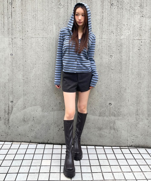 3.3 Field Trip （3.3フィールドトリップ）の「3.3 Field Trip／ボーダーフーディーカーディガン（カーディガン/ボレロ・レディース・アイボリー/ブルー/グレー・FREE）」の19枚目の写真