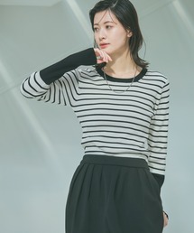 LAKOLE | 12ゲージ袖配色ニット2 / 638483(ニット/セーター)