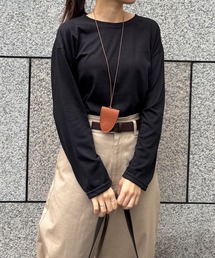【ISOOK / アイスー】ベーシックロングTシャツ / カットソー インナー 長袖 ロンT クルーネック 丸首 ルーズ丈 ビッグシルエット オーバーサイズ ホワイト ブラック 白 黒 無地