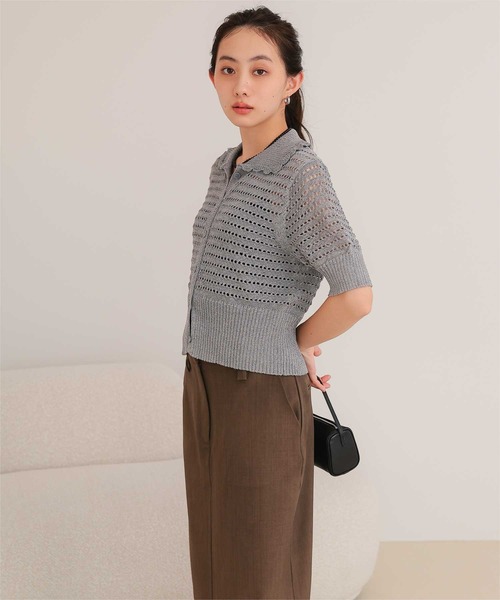 miette(ミエット)の「透かし編み半袖ニットカーディガン(カーディガン/ボレロ・レディース・グレー/ネイビー/ブラック/レッド/ライトグリーン・L/M/S)」の16枚目の写真