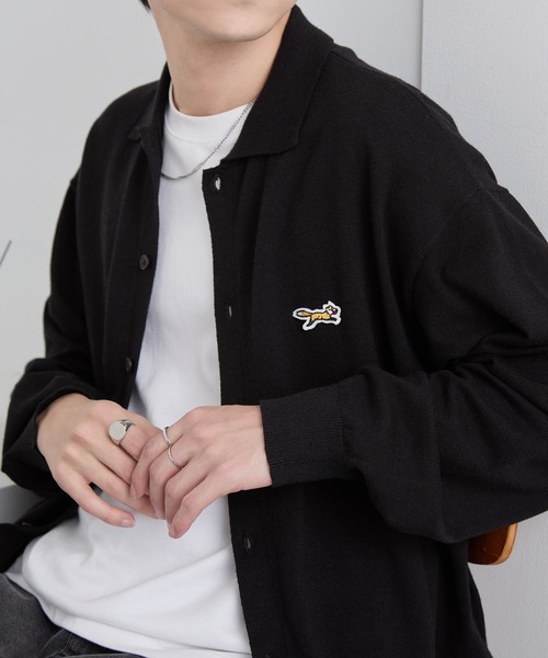 PENNEYS（ぺニーズ）の「PENNEYS/ぺニーズ 別注 THE FOX ロゴ ワンポイント刺繍  ベーシック ハイゲージ 長袖 ニットシャツカーディガン（カーディガン/ボレロ・メンズ・レッド系/ネイビー/ブラック/ダークグレー/ライトグレー・M/L/S）」の7枚目の写真