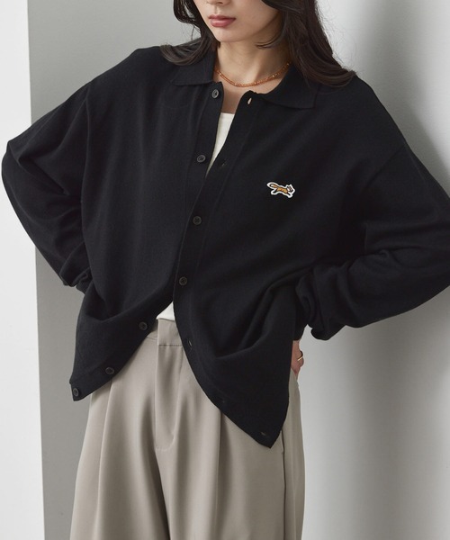 狐狸刺繡針織開襟衫